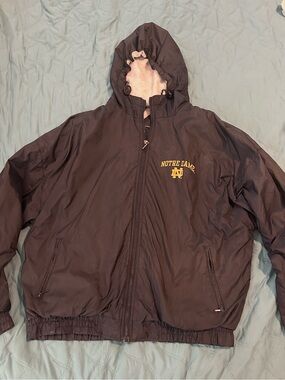 Notre Dame Holloway Navy Jacket, Grey Lining, with Gold Logo XXL. Vintage. Men’s